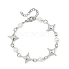 Shell Pearl & Alloy Link Chain Bracelets for Women BJEW-JB13821-3