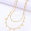 Stainless Steel Cable & Herringbone Chains Double Layer Necklaces SB7965-3