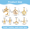 Marine Organism Theme 21Pcs 7 Styles Brass Charms KK-HS0015-53-2