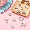 12Pcs 12 Style Rack Plating Alloy with Pink Glass Pendants FIND-YW0003-35-5