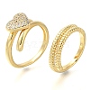 Adjustable Brass Micro Pave Cubic Zirconia Rings Set RJEW-M021-02G-3