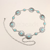 Alloy Pave Synthetic Turquoise Link Chain Belly Chains WG63A0D-09-1