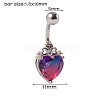 304 Stainless Steel & Bloodstone & Cubic Zirconia Belly Rings WGF3178-01-3