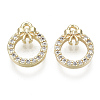 Brass Micro Pave Clear Cubic Zirconia Charms KK-S348-520-NF-1