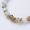 Natural Flower Amazonite Beads Stretch Bracelets BJEW-E325-D01-F-2