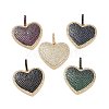 Heart Brass Micro Pave Cubic Zirconia Pendants KK-G435-04G-1