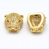 CZ Brass Micro Pave AAA Cubic Zirconia 3D Leopard Head Beads ZIRC-L012-09-NR-2