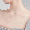 Pearl Necklace for Women Rhodium Plated 925 Sterling Silver Freshwater Pearl Choker Necklace Y Shape Adjustable Length Necklace Jewelry Gifts for Women JN1094A-6