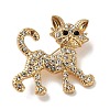 Cute Cat Shape Alloy Crystal Rhinestone Brooches for Backpack Clothes JEWB-S028-05-1