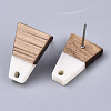 Resin & Walnut Wood Stud Earring Findings MAK-N032-001A-B03-3