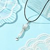 Acrylic Imitation Pearl & Glass Alloy Wing Angel Pendant Necklaces NJEW-MZ00052-2