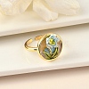 Brass Enamel Cuff Rings RJEW-K291-01G-02-3