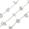 304 Stainless Steel with Synthetic Opalite Chip Link Chains CHS-G038-09P-05-1