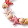 Beach Starfish Dyed Synthetic Turquoise Stretch Bracelets BJEW-JB10294-02-3