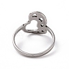 201 Stainless Steel Heart Finger Ring RJEW-J051-33P-3