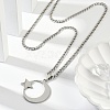 304 Stainless Steel Crescent Moon Star Pendant Twisted Chain Necklaces NJEW-S387-07P-2