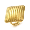 Ion Plating(IP) 304 Stainless Steel Stripe Rhombus Open Cuff Ring for Women RJEW-C083-09G-1