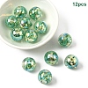 12Pcs Transparent Inner Flower Acrylic Beads RESI-YW0004-86F-1