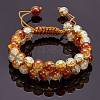 Sparkling Round Glass Braided Bead Bracelet BJEW-SW00082-13-8