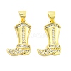 Boot Rack Plating Brass Micro Pave Clear Cubic Zirconia Pendants KK-NH0001-12G-1