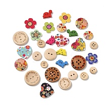 Printed Wooden Buttons DIY-XCP0002-72