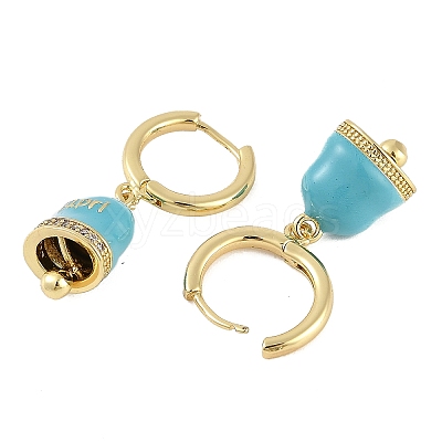 Bell Brass & Enamel Hoop Earrings for Women EJEW-U015-25G-B-1