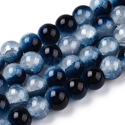 Crackle Baking Paint Imitation Jade Glass Beads Strands DGLA-T003-8mm-15-1