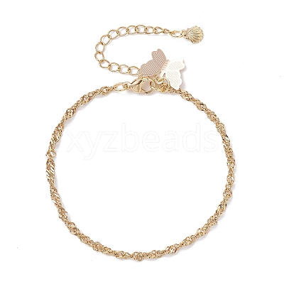 6Pcs 6 Styles Ocean Theme 304 Stainless Steel Chain Bracelet Sets with Charms for Women BJEW-JB12448-1