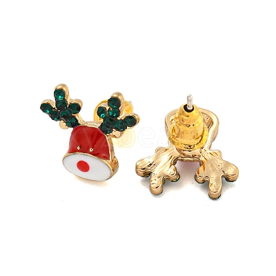 Christmas Alloy Emerald Rhinestone Stud Earrings for Women LS-EJEW-M256-01C-G-1