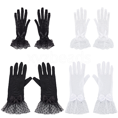 4 Pairs 4 Style Silk Gloves AJEW-GA0006-09-1
