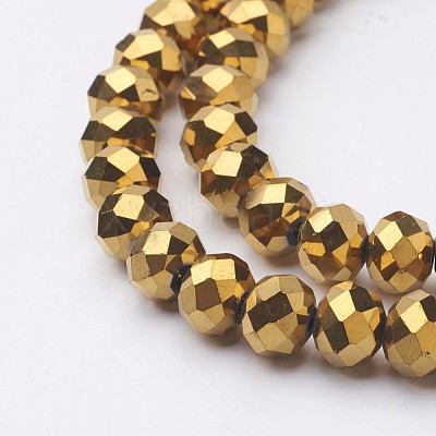 Electroplate Glass Beads Strands X-GR7X10MMY-G-1