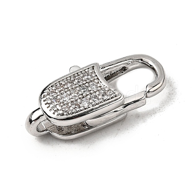 Brass Clear Cubic Zirconia Lobster Claw Clasps KK-Z078-45B-P-1
