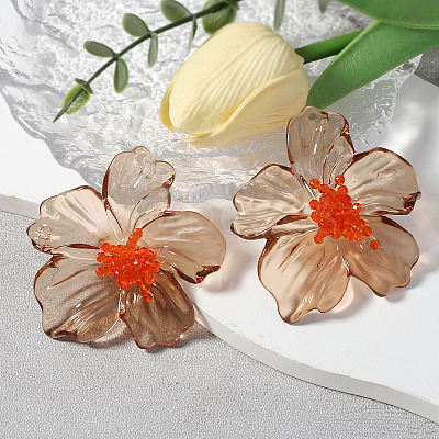Flower Transparent Acrylic Stud Earrings FS-WGF3DA5-05-1