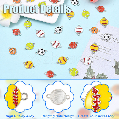 36Pcs 6 Styles Alloy Enamel Connector Charms ENAM-YW0008-07-1