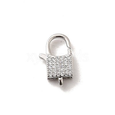 Brass Micro Pave Clear Cubic Zirconia Lobster Claw Clasps KK-A266-24C-P-1