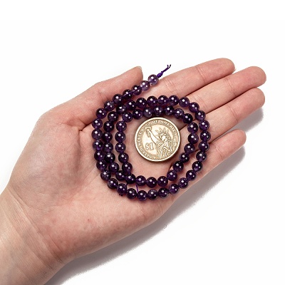 Natural Amethyst Round Bead Strands X-G-M304-18-6mm-1