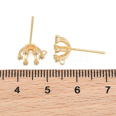 Brass Micro Pave Cubic Zirconia Stud Earring Findings CU-CBA866A-01G-1