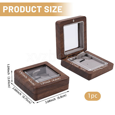 Wood Badge Storage Boxes with Visible Window and Magnetic Lid CON-WH0107-101B-1