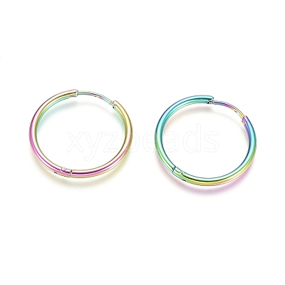 Ion Plating(IP) 304 Stainless Steel Huggie Hoop Earrings LS-EJEW-F111A-25mm-Y-1