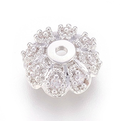 Multi-Petal Brass Micro Pave Cubic Zirconia Bead Caps ZIRC-F088-038P-1