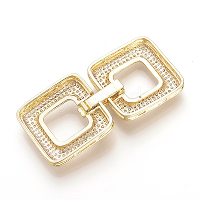 Brass Micro Pave Cubic Zirconia Fold Over Clasps ZIRC-S058-01G-1