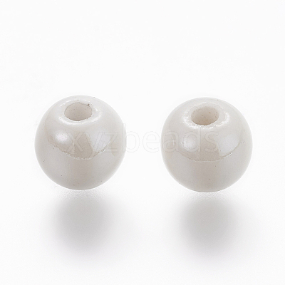 Glazed Porcelain Round Beads X-PORC-S489-6mm-01-1