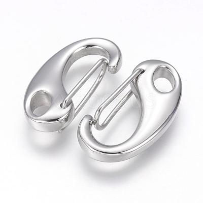 Tarnish Resistant 304 Stainless Steel Push Gate Snap Keychain Clasp Findings STAS-G143-11A-1