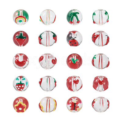 20Pcs 10 Style Transparent Glass Enamel Beads GLAA-KS0001-08-1