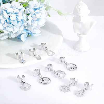 8 Pairs 8 Styles 304 Stainless Steel Cuff Earings EJEW-UN00005-1
