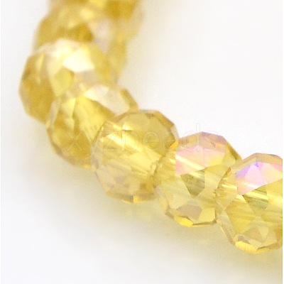 AB Color Plated Faceted Rondelle Electroplate Glass Beads Strands GLAA-A024D-AB12-1