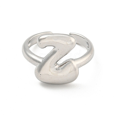 Brass Letter Open Cuff Rings for Women RJEW-G313-01Z-P-1