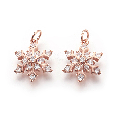 Brass Micro Pave Cubic Zirconia Pendants KK-F774-10RG-NR-1