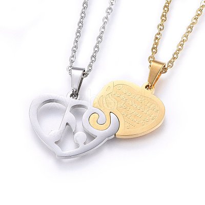 304 Stainless Steel Split Pendants Necklaces STAS-O108-14GP-1