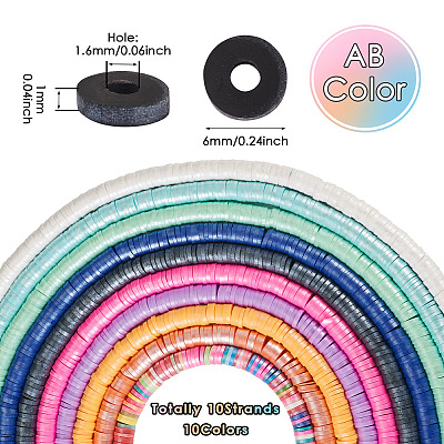 10 Strands 10 Colors Handmade Polymer Clay Beads Strands CLAY-TA0001-20-1